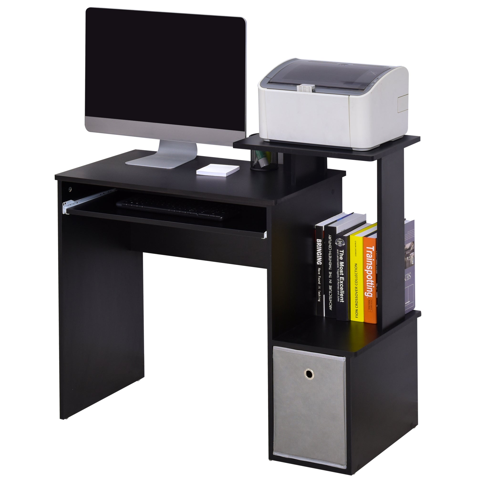 Computer Desk with Sliding Keyboard Tray Storage Drawer Shelf Home Office Workstation Black