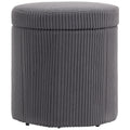 40cm Round Corduroy Storage Ottoman with Removable Lid and Legs - Grey