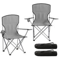 Camping Chair Set of 2 Portable Folding Outdoor Camp Chair with Cup Holders and Carry Bag Grey