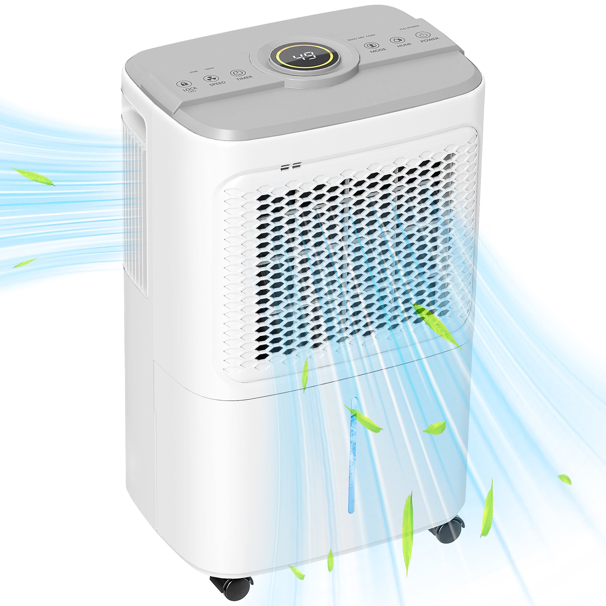 12L/Day Dehumidifier with Continuous Drainage, 1.6L Water Tank, 24H Timer, Digital Humidity Display, Humidity Light, Dehumidifier for Home Damp, Bedroom, Condensation, Mould, Laundry Drying