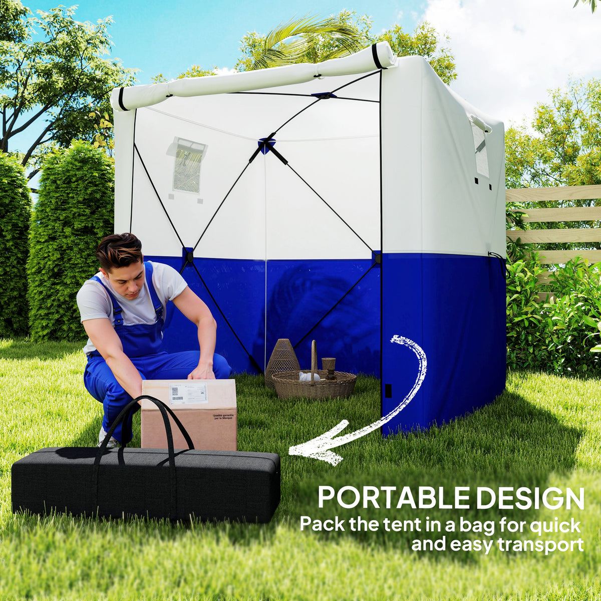 2m 2-Piece Pop-Up Gazebo with Mesh Windows and Sides - Dark Blue