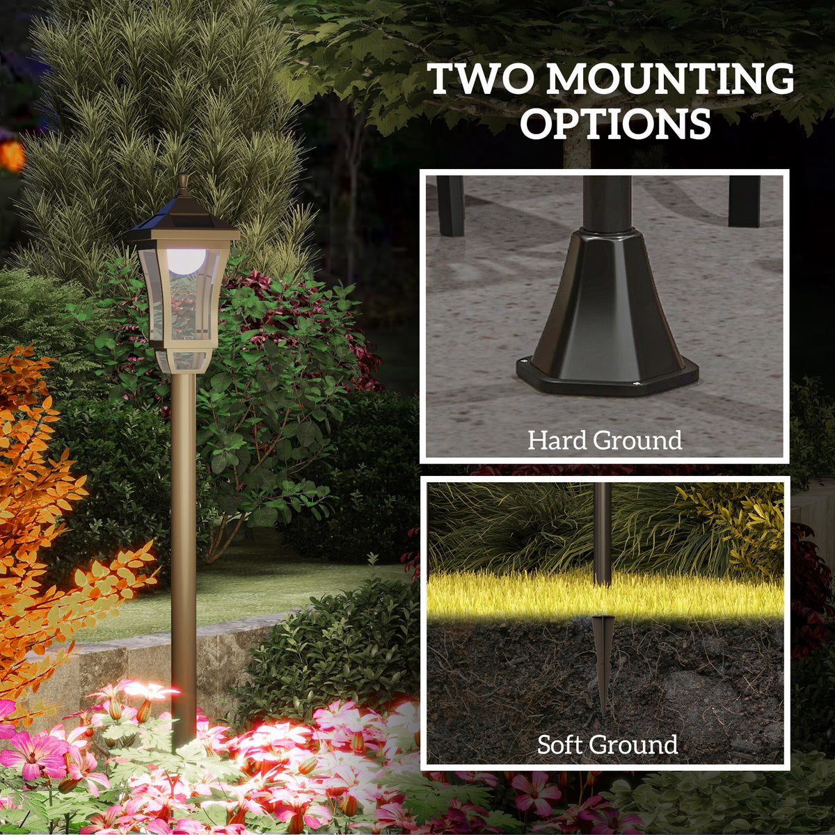 1.3 m Garden Lamp Post Light, LED Outdoor Solar Post Lights, Waterproof IP44 for Patio, Garden, Pathway, Cool White