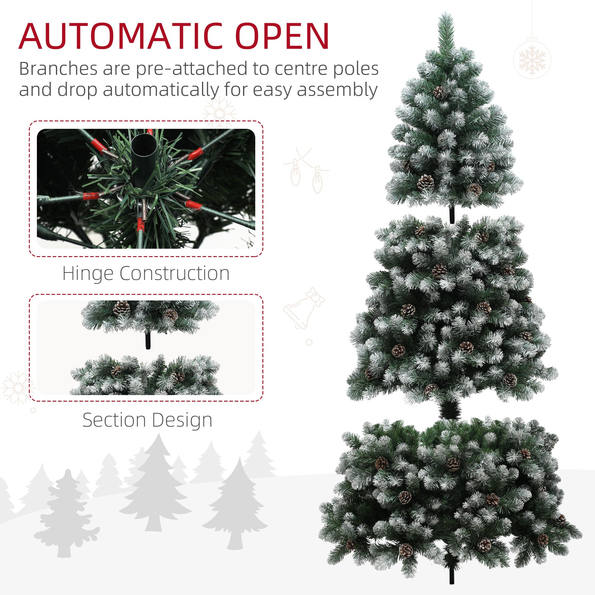 7ft Snow-Dipped Artificial Pine Christmas Tree