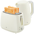 1.7L 3000W Fast Boil Kettle & 2-Slice Toaster Set with 7 Browning Levels, Defrost & Reheat - Cream White