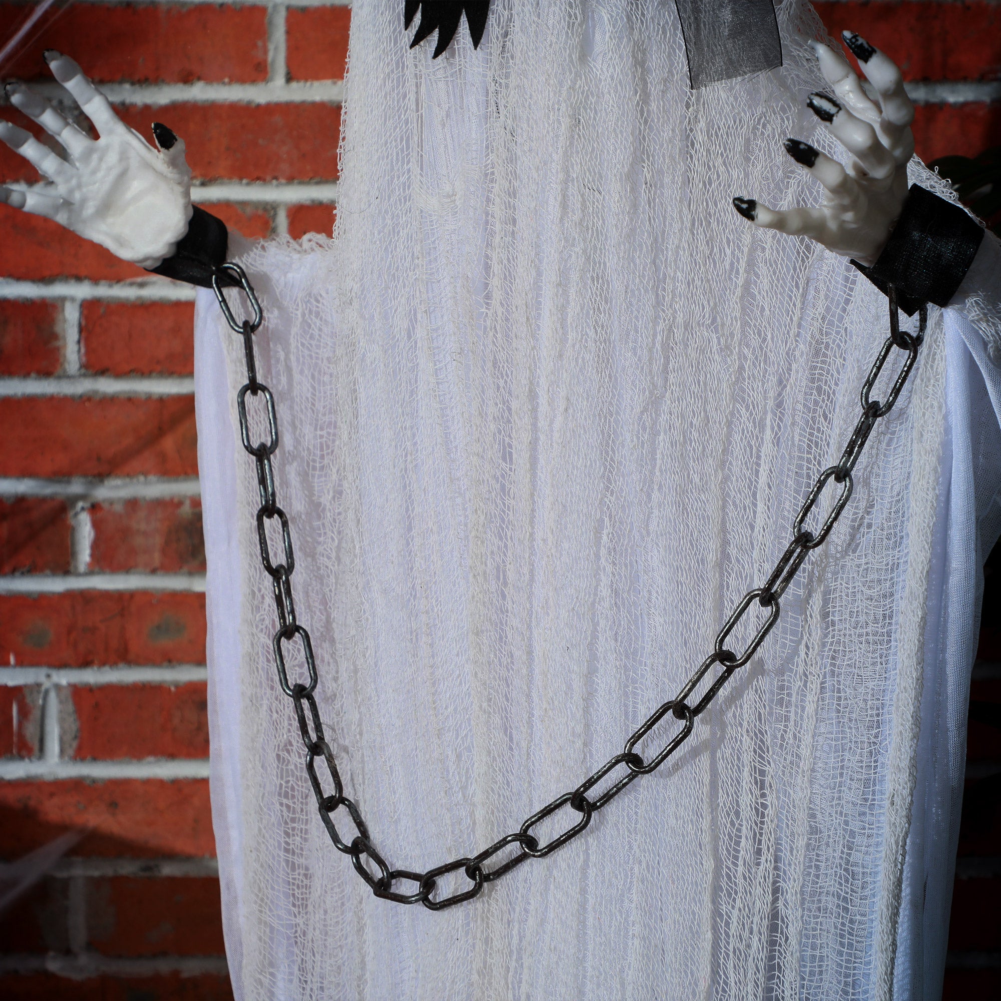 6'6" Hanging Prisoner Ghost Halloween Animatronic, with Glowing Eyes