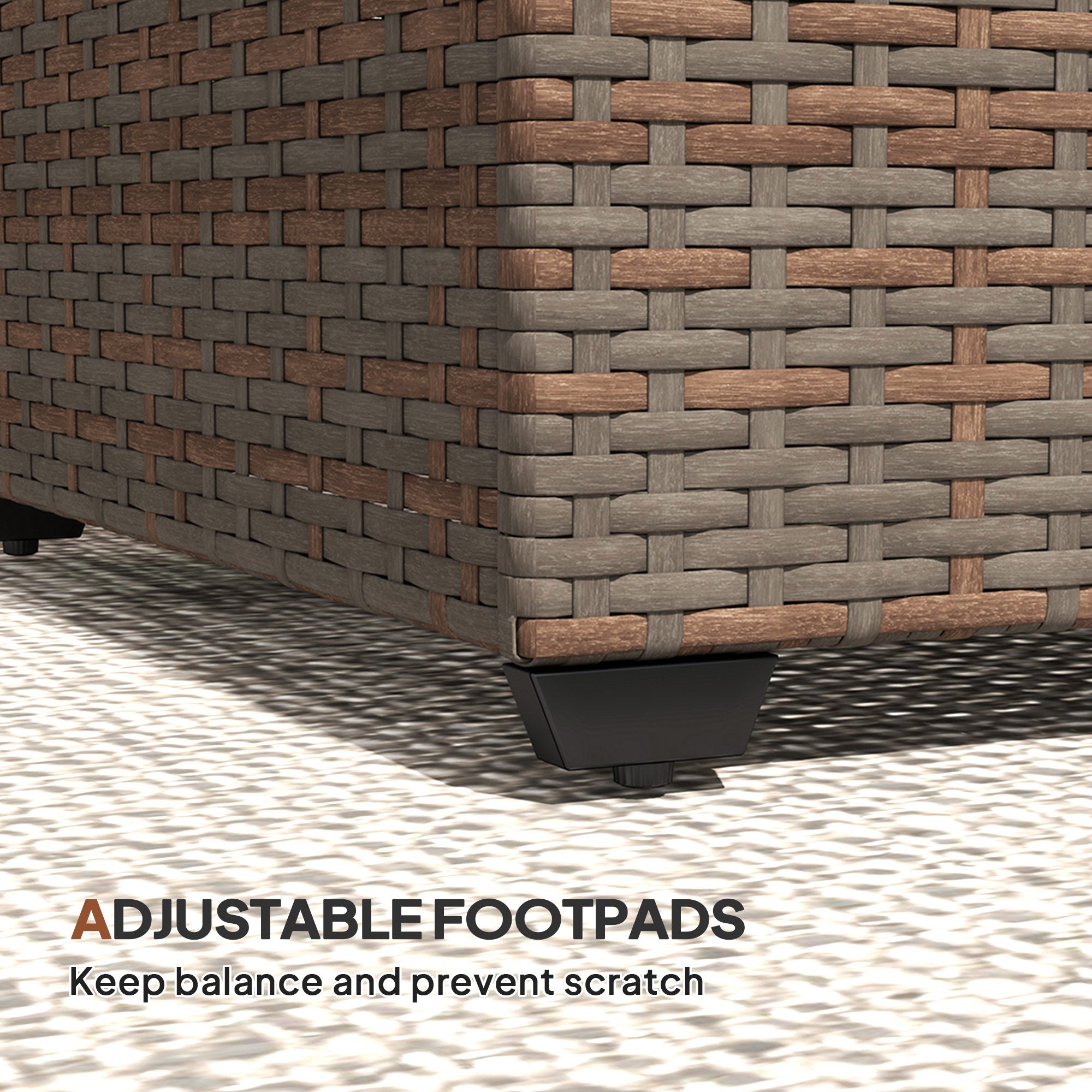 90 x 50cm Glass Top Rattan Side Table with Tempered Glass Brown