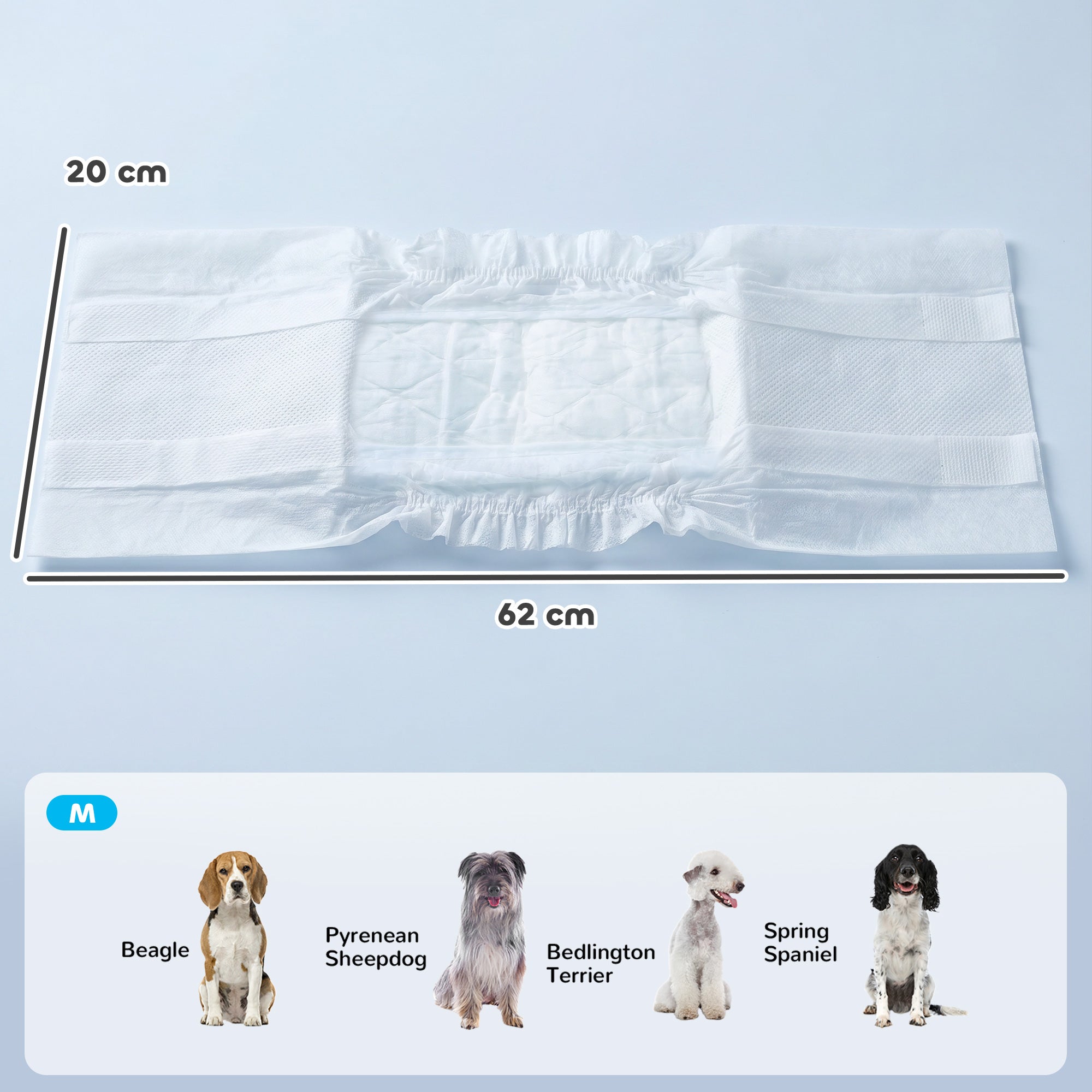 Dog Diapers Super Absorbent Leak-Proof Dog Nappies for Male Dogs Size M 45-64 cm Waist