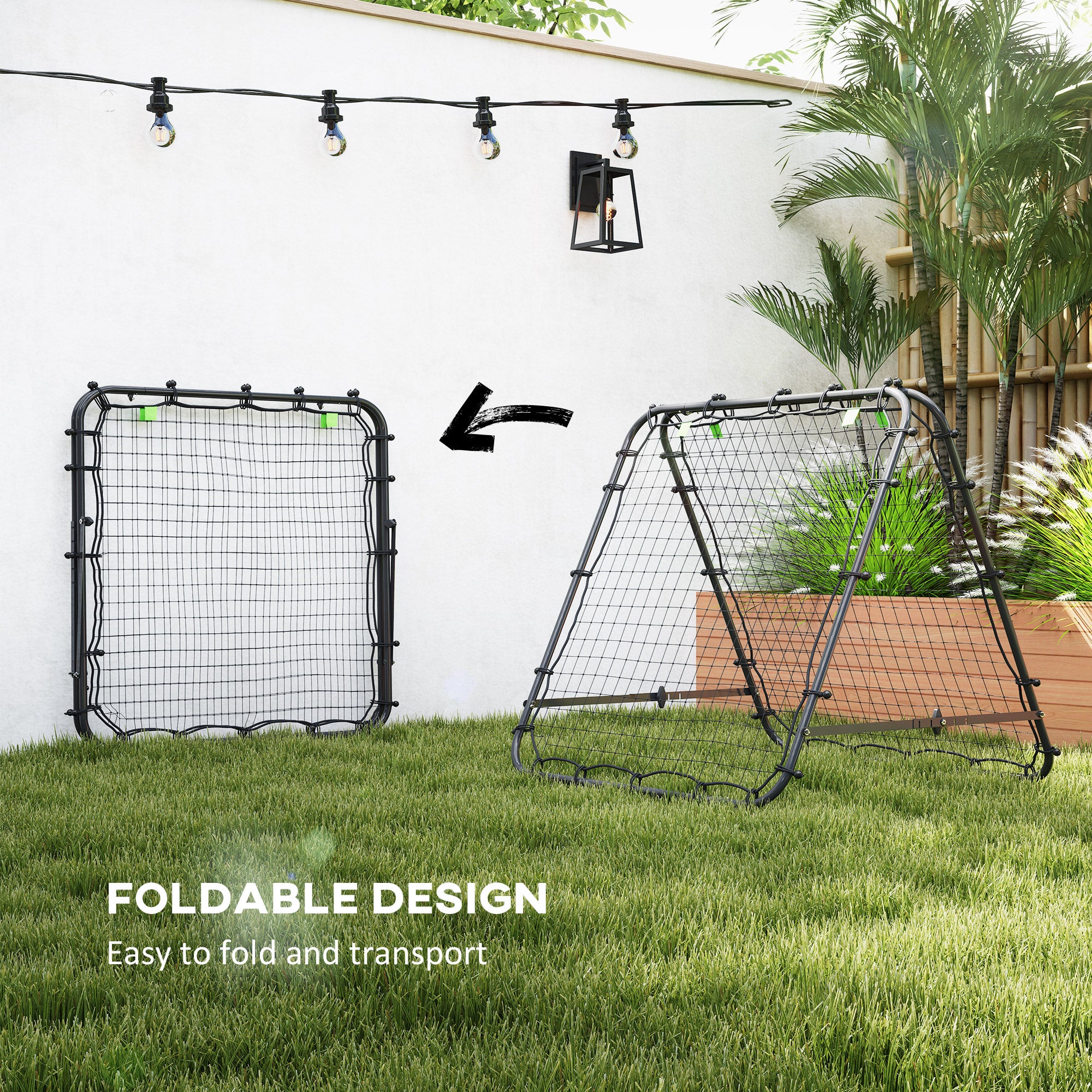 Double Sided Football Rebounder Net, Football Rebound Goal with 5 Adjustable Angles, Black