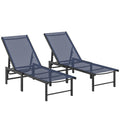 Set of Two Reclining Sun Loungers - Dark Blue