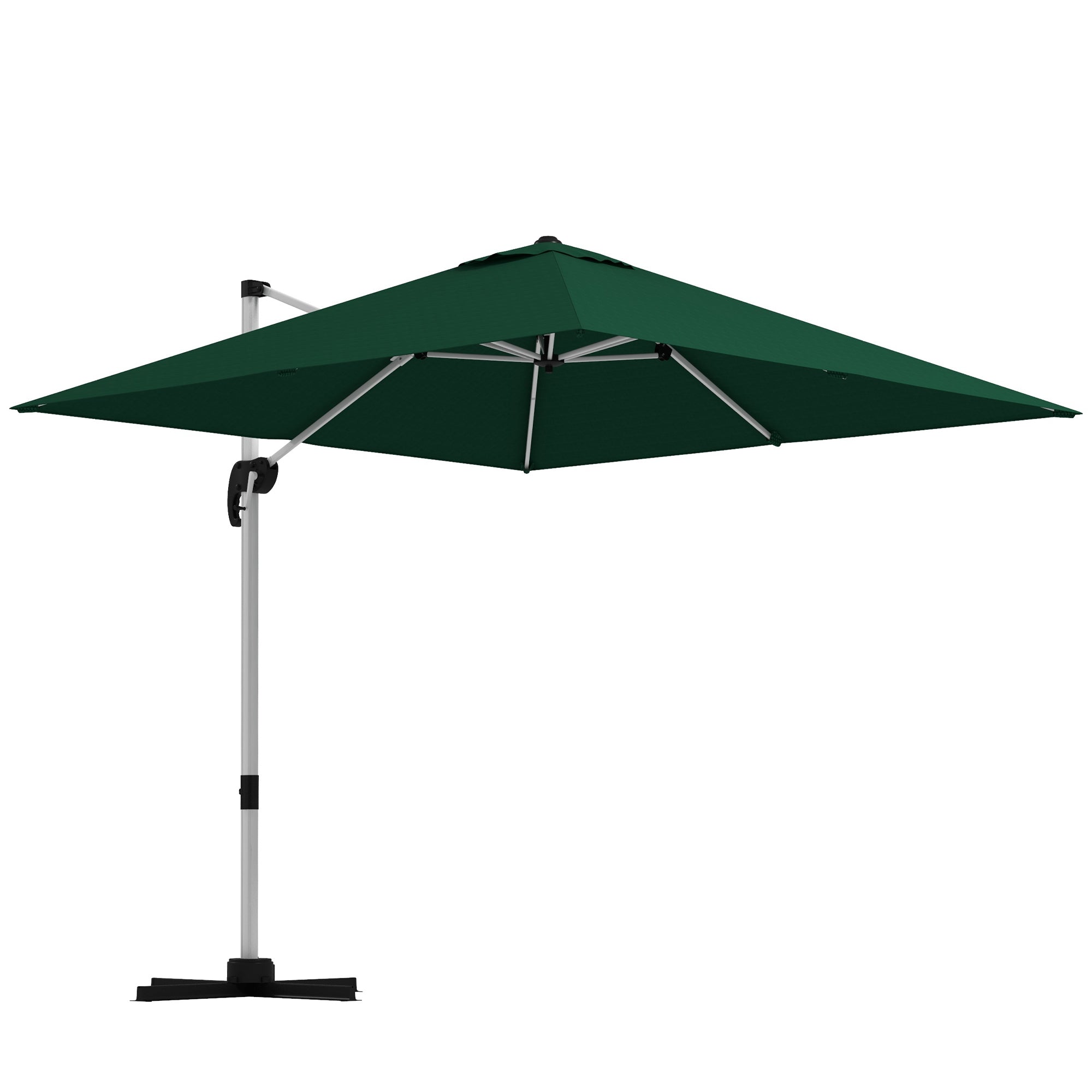 Square Cantilever Garden Parasol, with Five-Position Canopy - Green