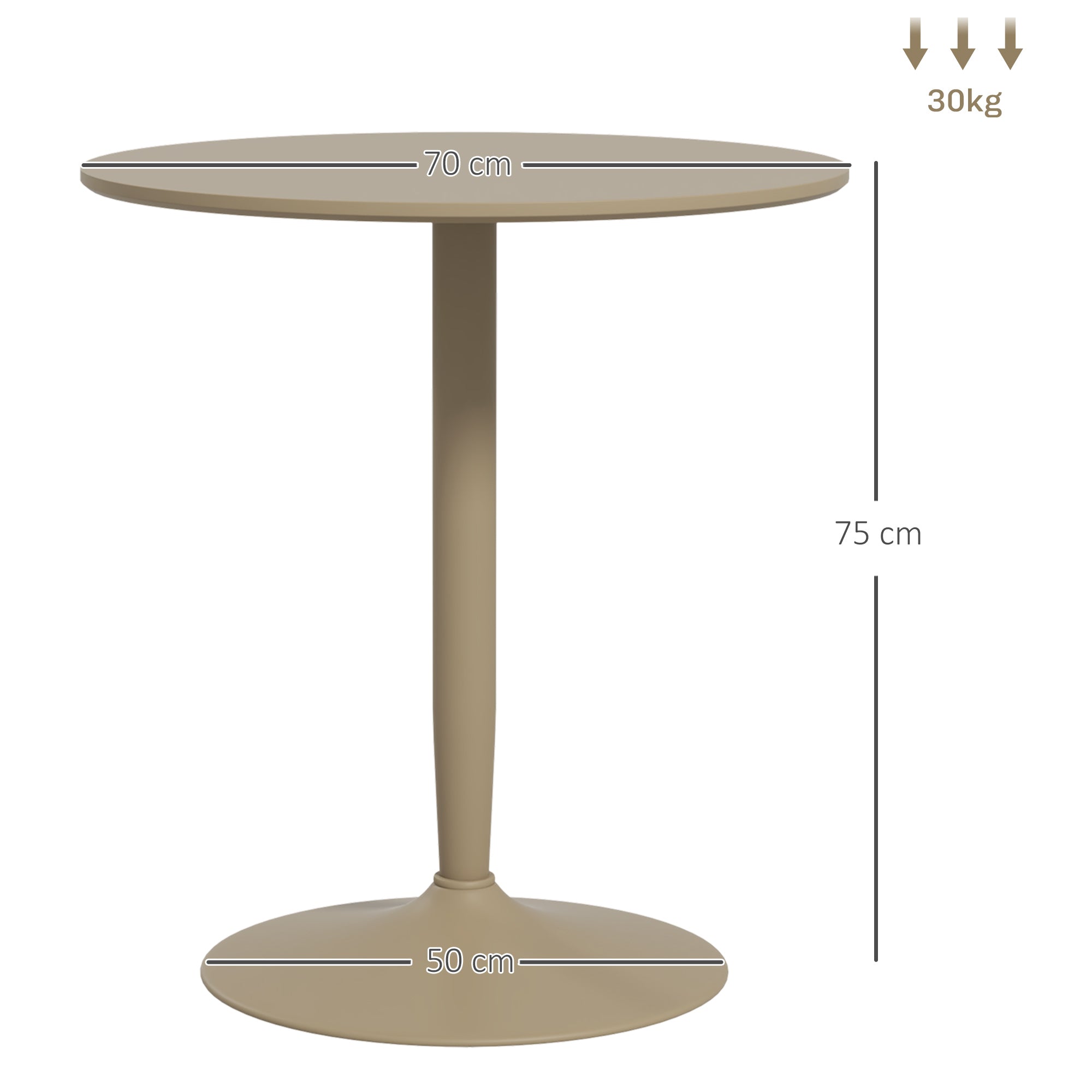 75H x 70cm Two-Person Minimalistic Dining Table - Light Brown