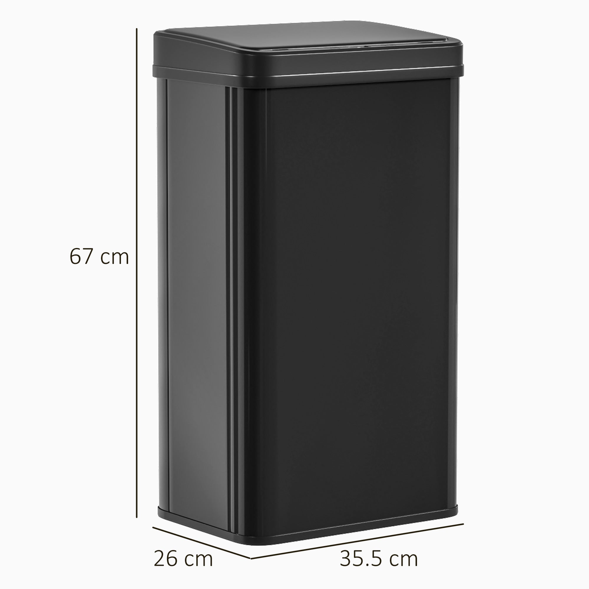 50L Sensor Bin with Soft-Close Lid, Stainless Steel Automatic Touchless Motion Sensor Kitchen Bin, Black