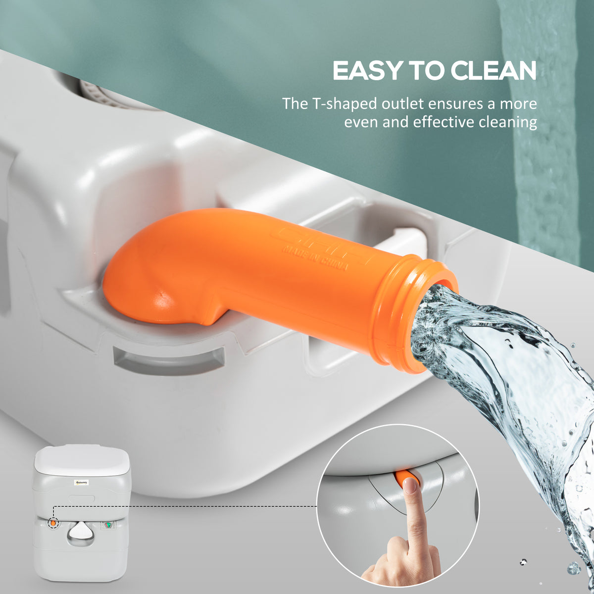 Portable Camping Toilet for Adults with Anti-Leak Design and 12L Fresh Water Tank - Grey