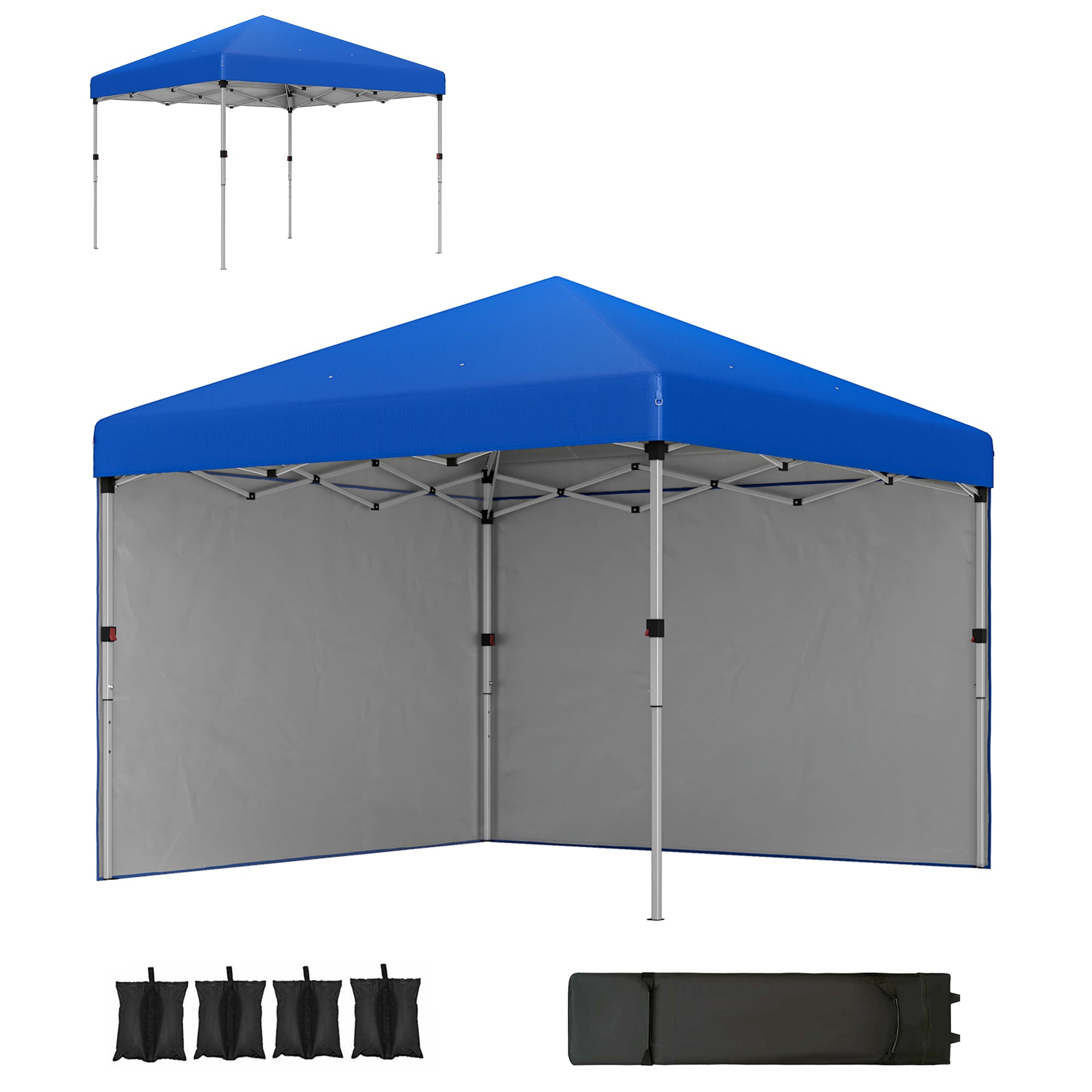 3 x 3 Metre Pop Up Gazebo Set with Sidewalls and Wheeled Bag - Blue