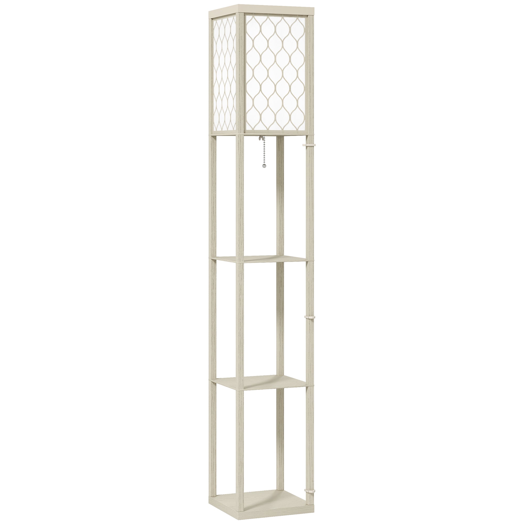 Three-Shelf Standing Lamp - Oak/White