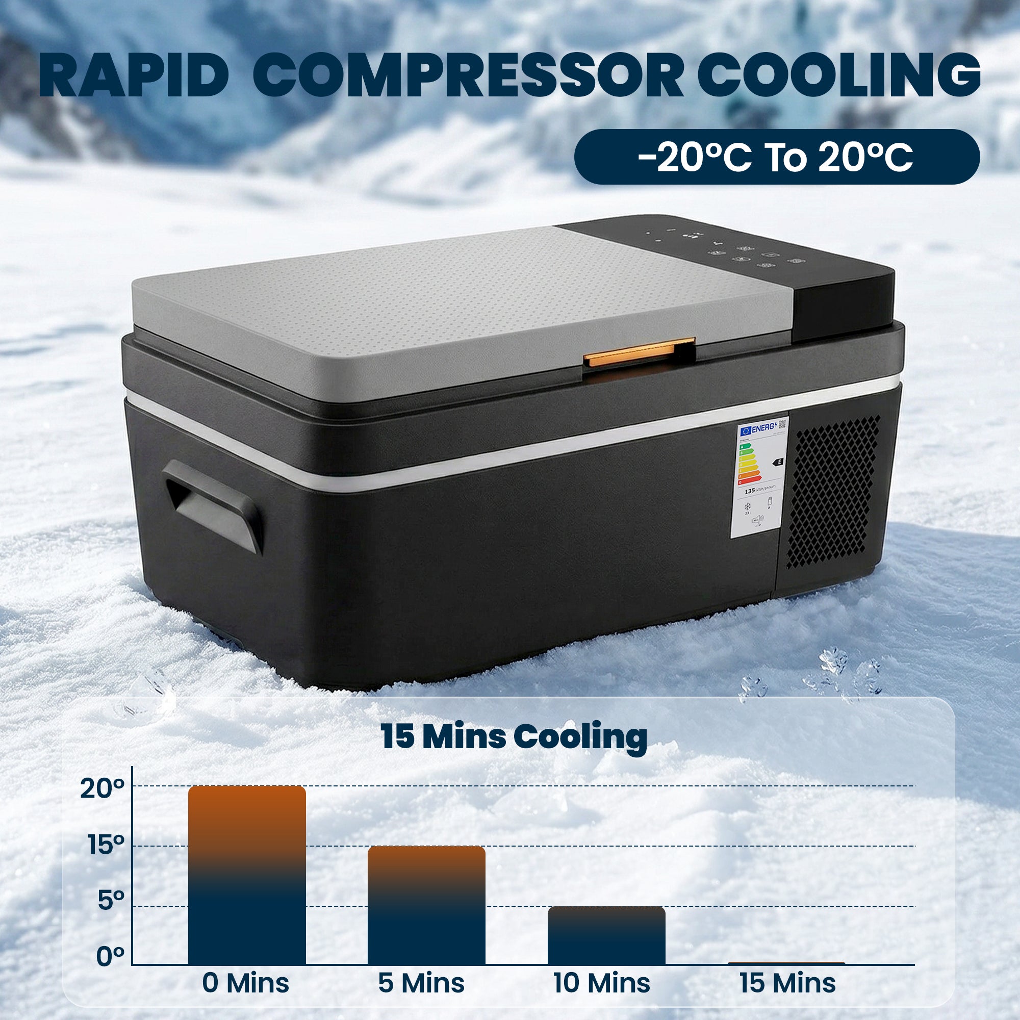 20L Compressor Car Fridge Freezer, Camping Refrigerator with App Control, 12/24V DC and 100-240V AC,