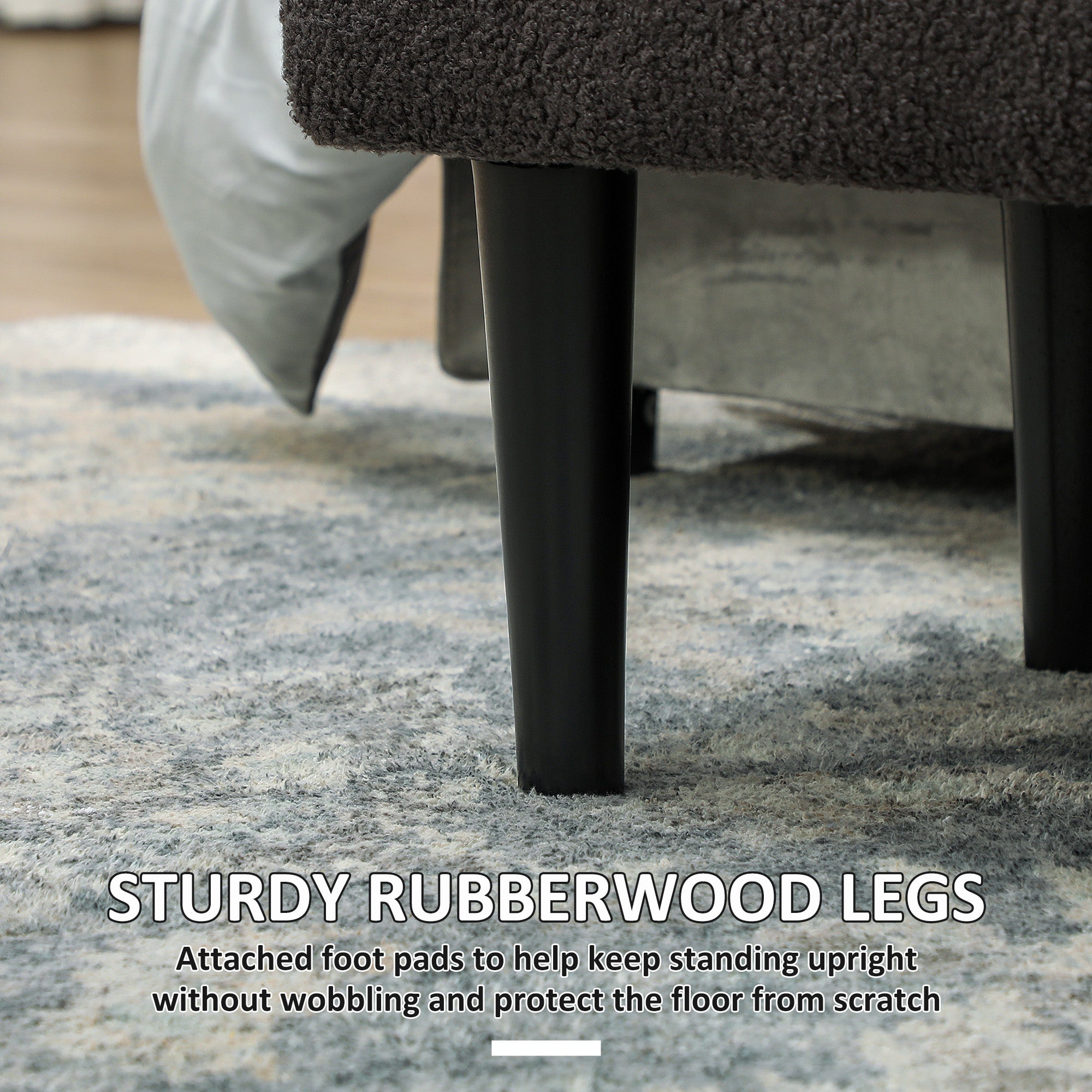 47L Teddy Fleece Storage Ottoman - Dark Grey