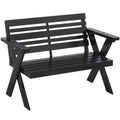 2 Seater Wooden Garden Bench, Slatted Patio Bench with Armrest and Backrest, Black