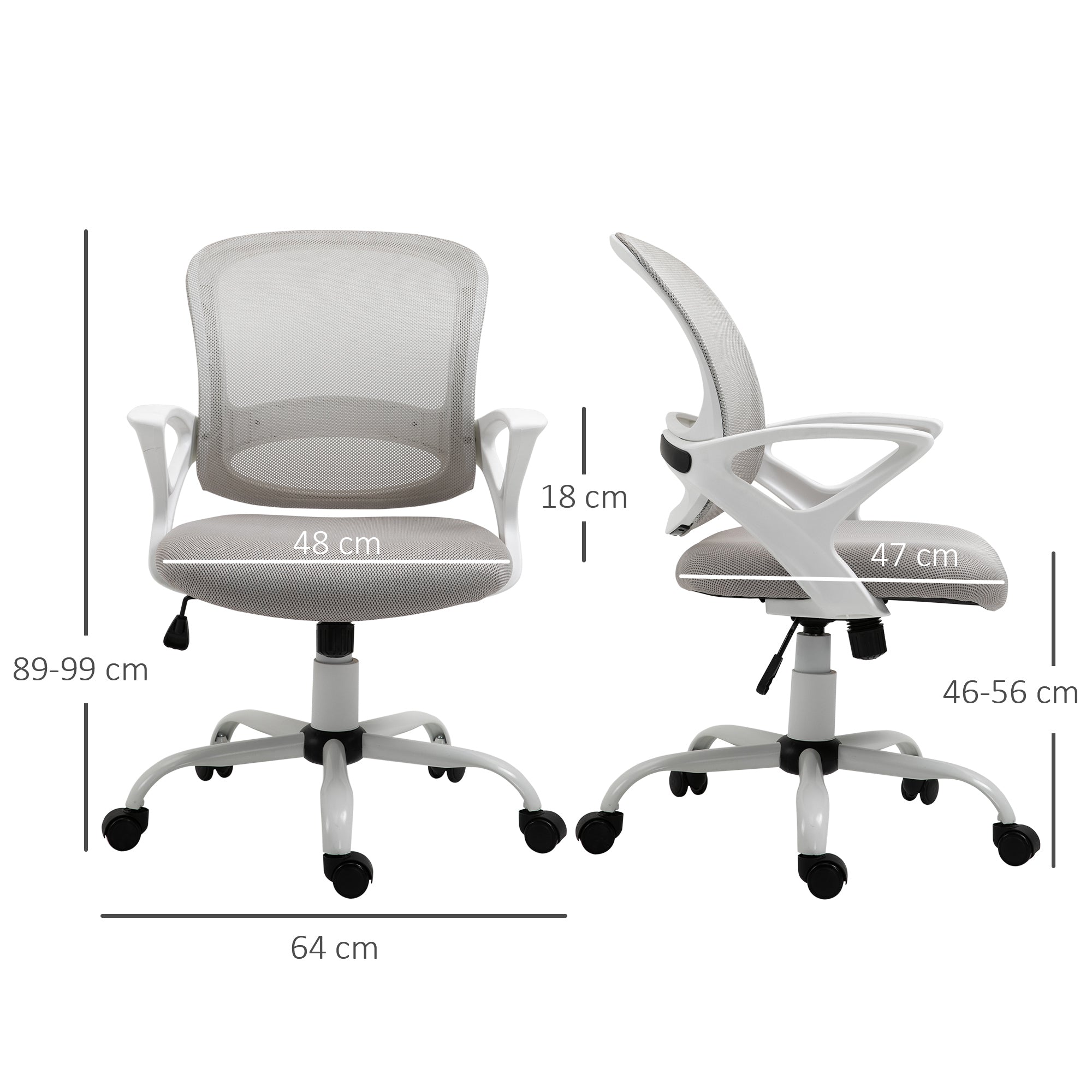 Office Chair Mesh Swivel Desk Chair with Lumbar Back Support Adjustable Height Armrests Grey