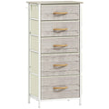 Chest of Five Fabric Drawers - Natural Wood Finish