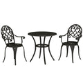 Three-Piece Aluminium Garden Set with Table and Chairs - Black