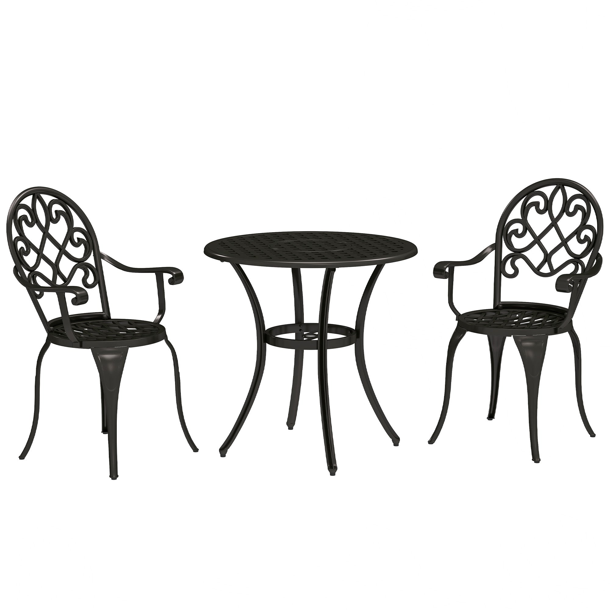 Three-Piece Aluminium Garden Set with Table and Chairs - Black