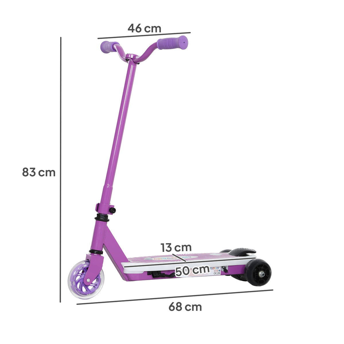 Kids Electric Scooter with Auxiliary Wheels, LED Light & Brake, 6-8 KM Range for Ages 4-7 - Purple