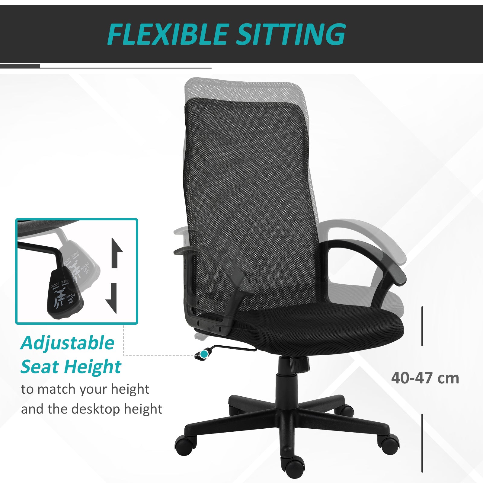 Plastic High Back Home Office Chair Black