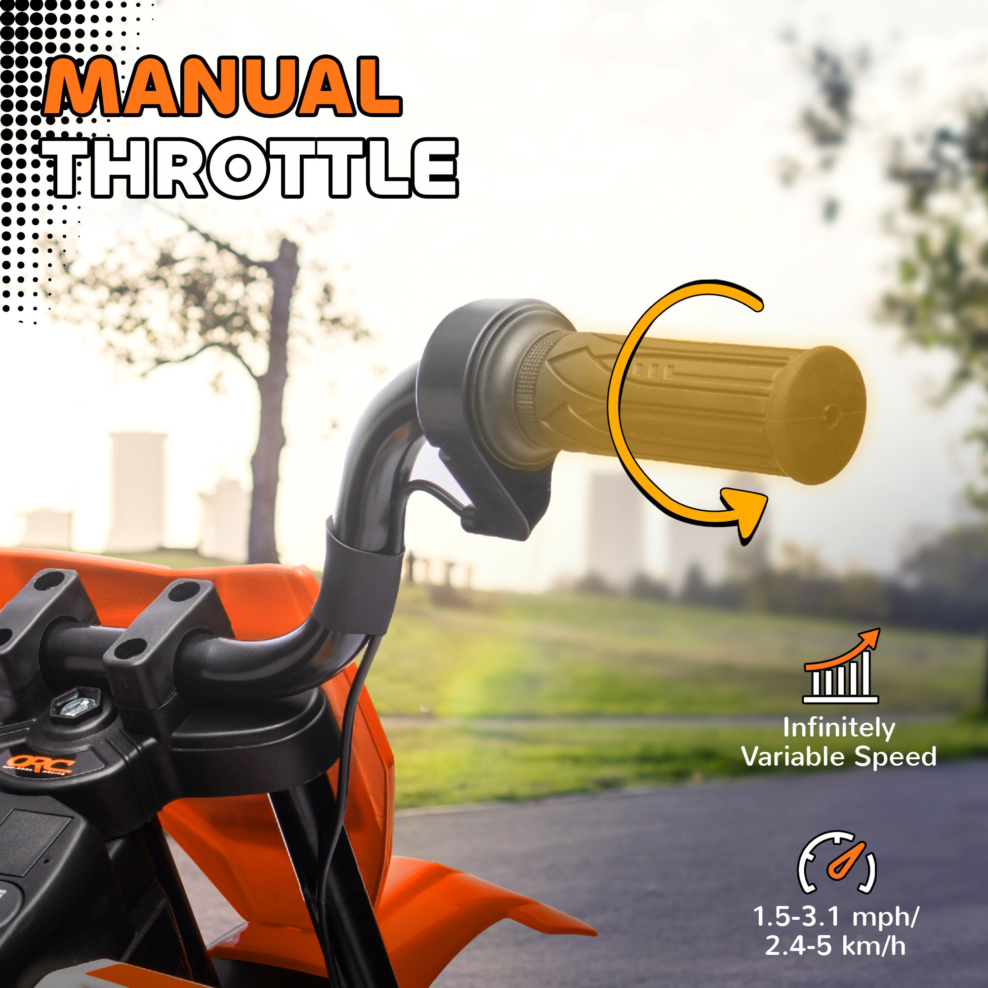 12V Kids Electric Ride-On Motorbike with Training Wheels and Twist Grip Throttle - Orange