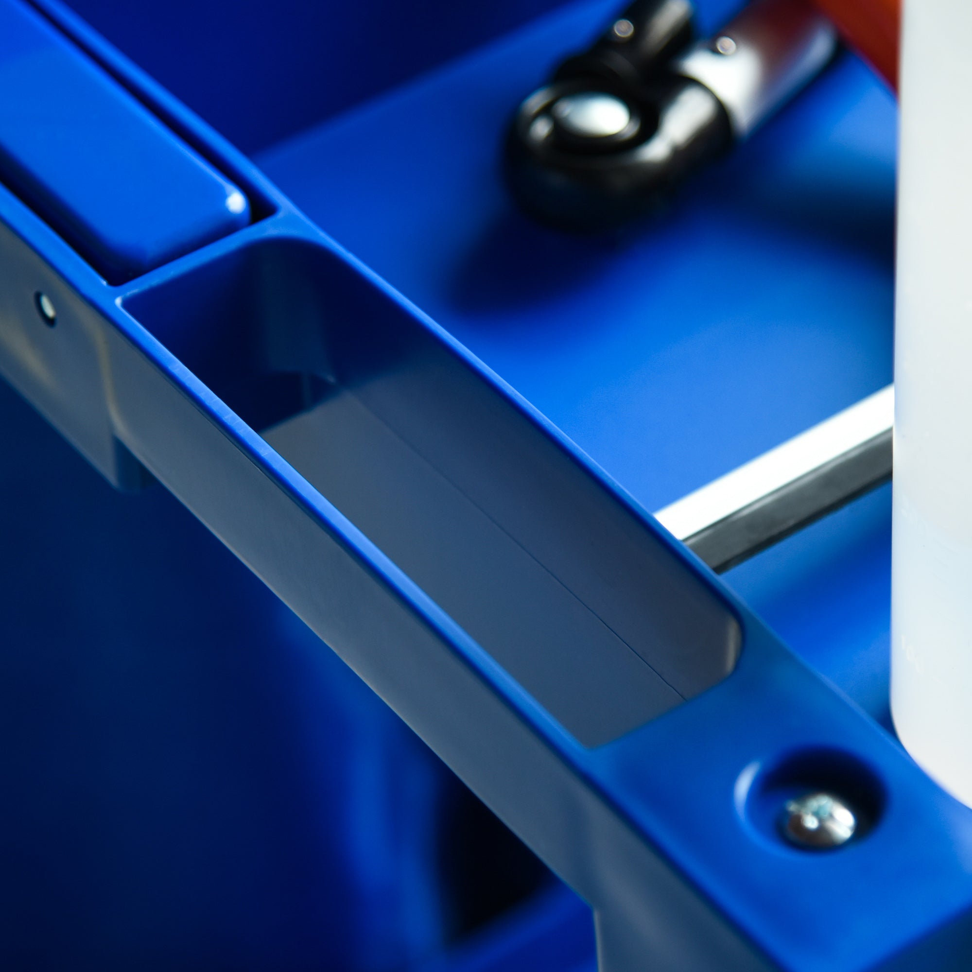 Janitor Cleaning Trolley, with Bin, Shelves and Hooks - Blue