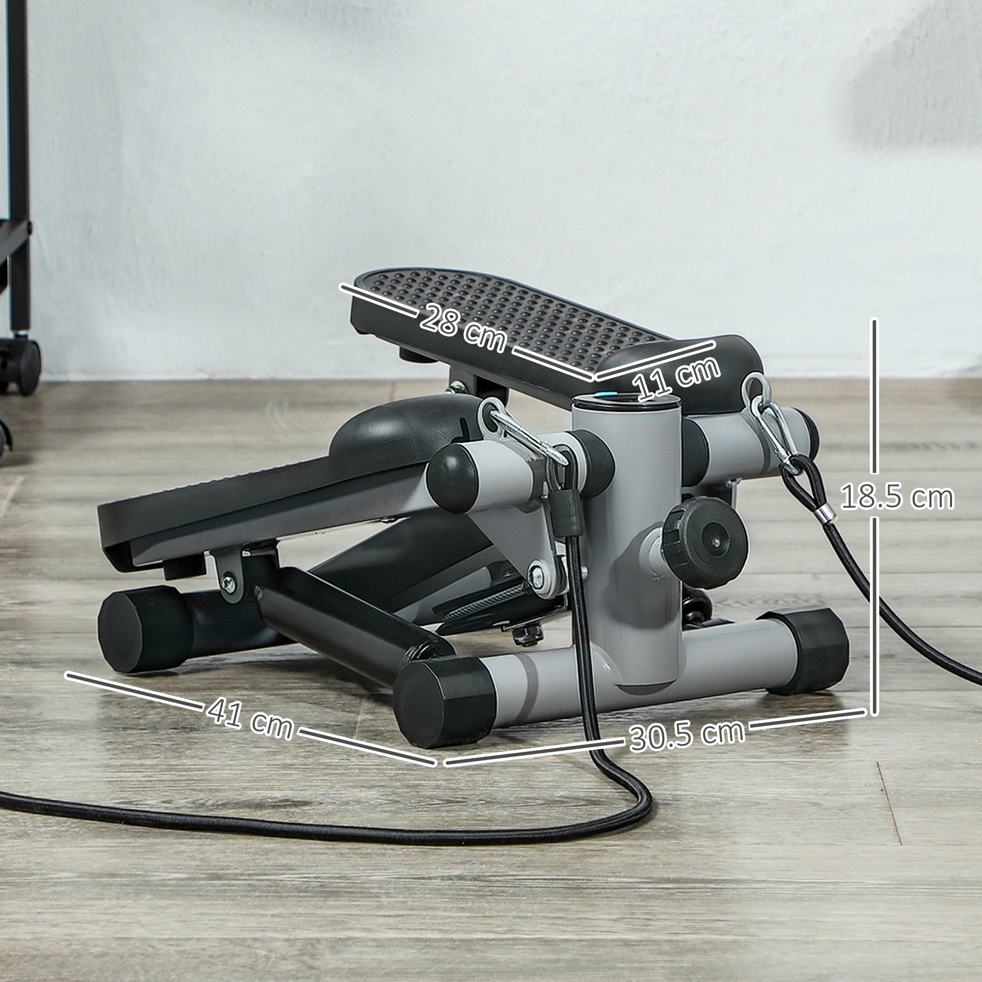 Mini Stepper, Compact Step Machine Exerciser for Home Workouts, with Resistance Bands, LCD Monitor, Non-Slip Pedals