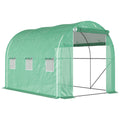 296 x 196cm Steel Frame Polytunnel Greenhouse - Green