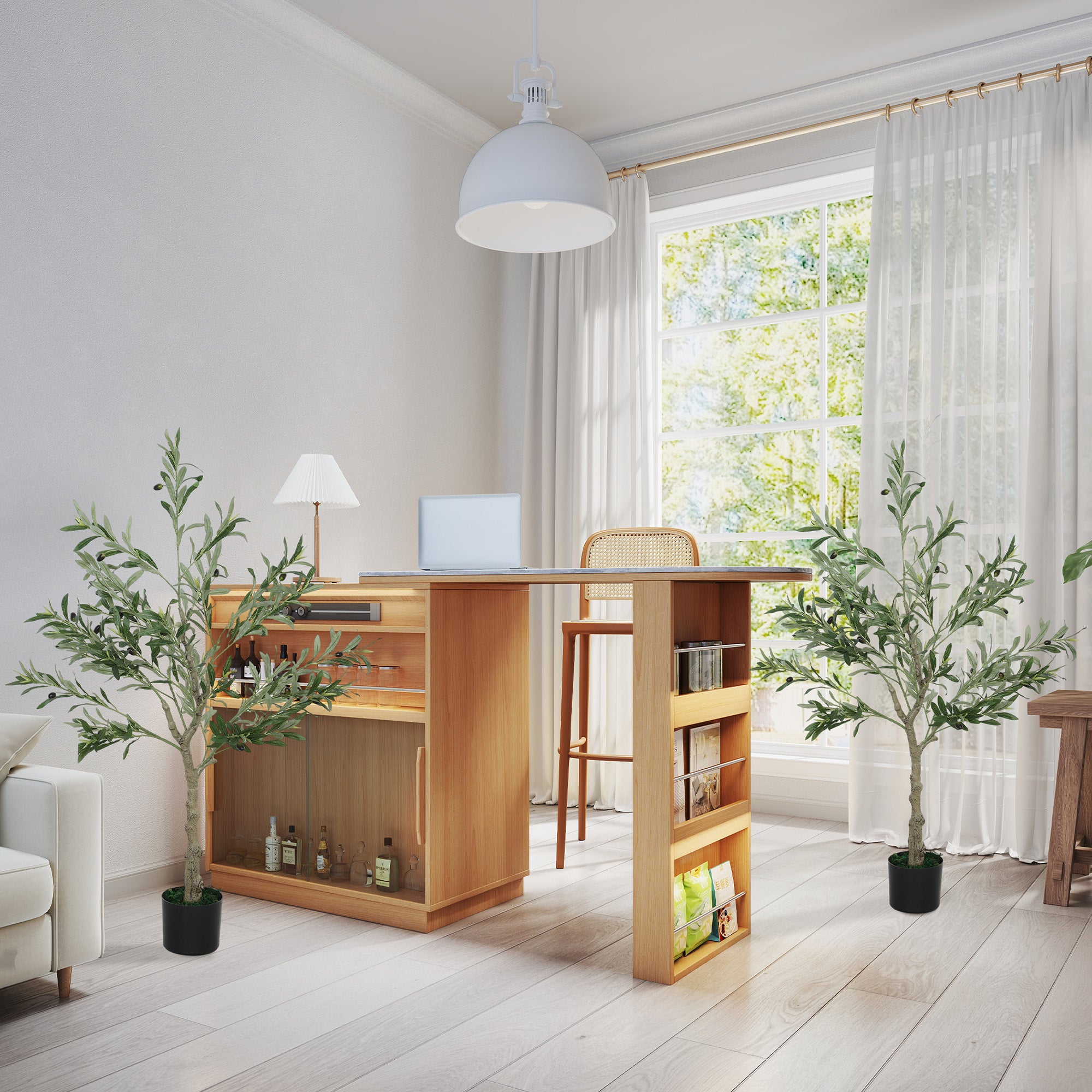 Set of Two Silk Leaf Artificial Olive Trees