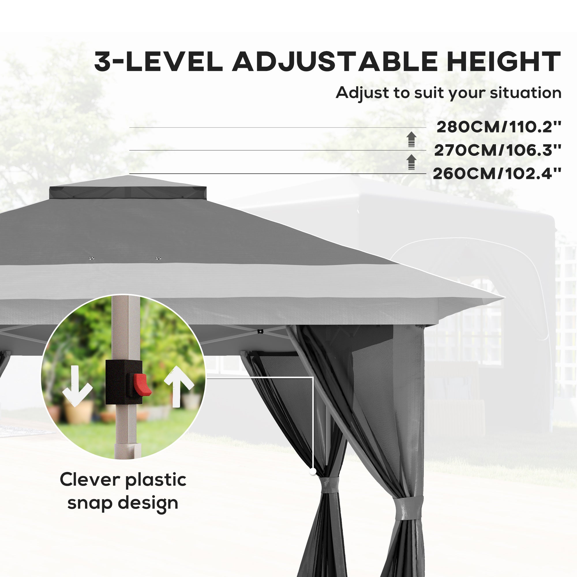 3.6 x 3.6m Pop-Up Gazebo, with Accessories - Grey