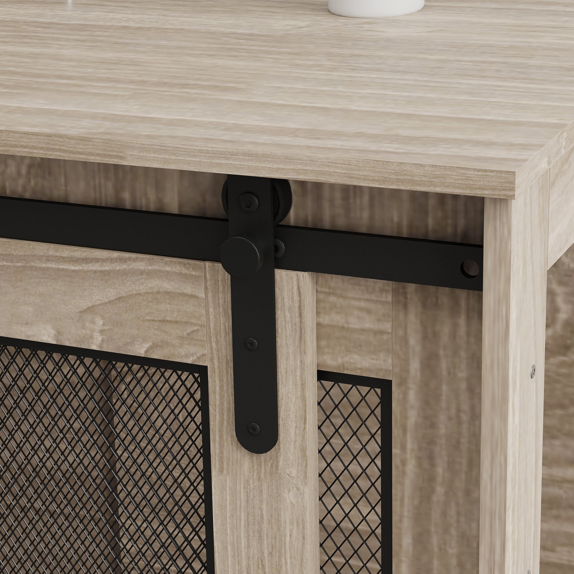 Extra Large Dog Crate Furniture with Sliding Door 118x75.5x82cm - Walnut Brown