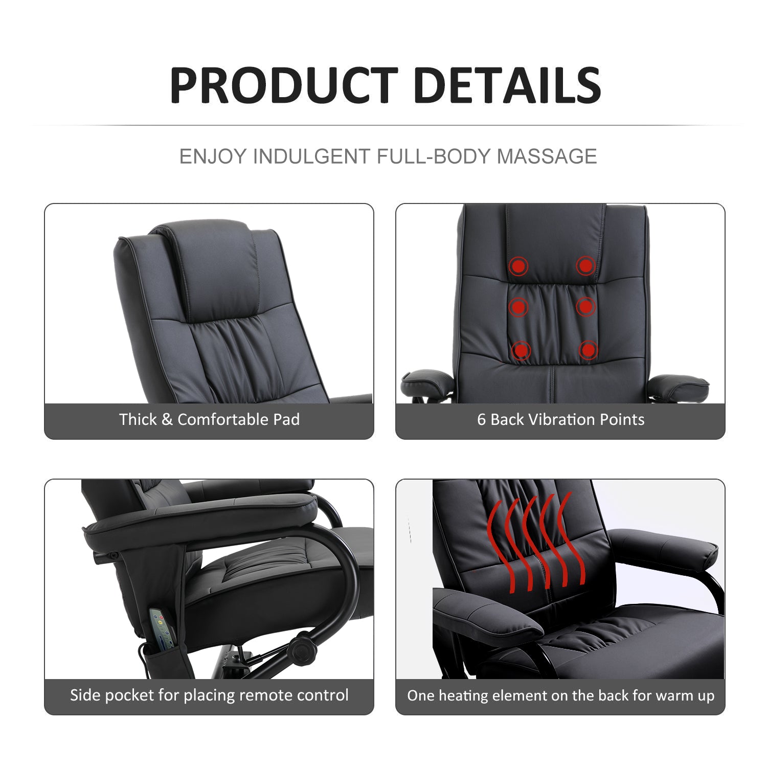 Deluxe Faux Leather Massage Recliner Chair Easy Sofa Armchair Beauty Couch Bed with Foot Stool Black