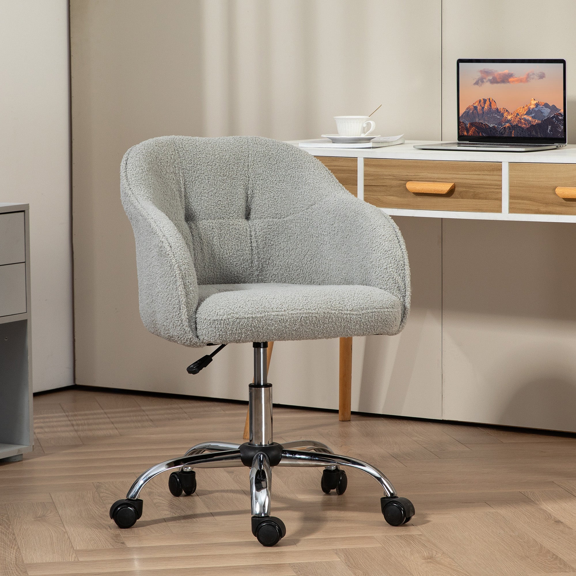 Teddy Fleece Swivel Office Chair - Grey