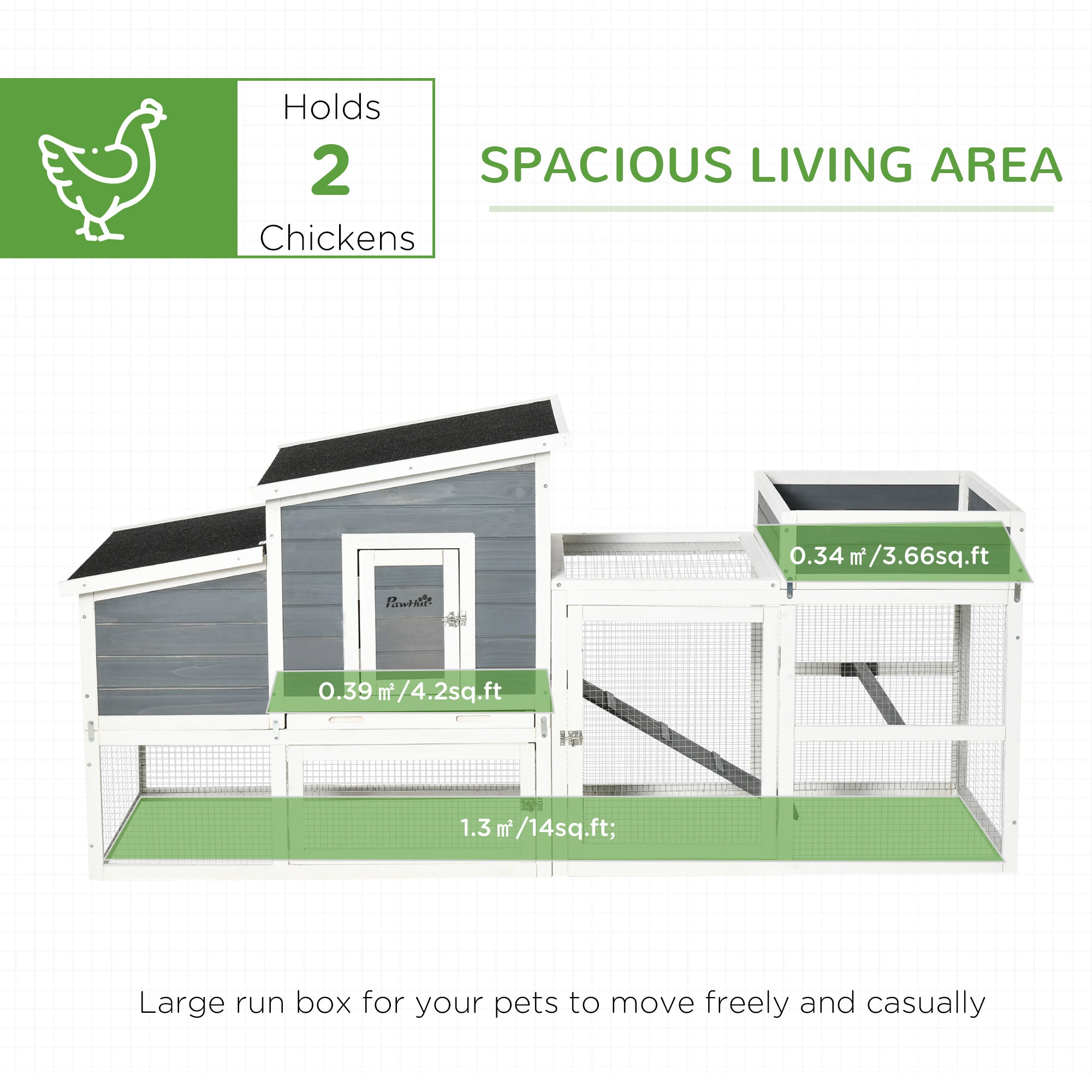 Deluxe Rabbit Hutch, Chicken Coop, Hen House, Wooden Poultry Cage with Plant Box, Openble Roof, Outdoor Run, Nesting Box, Removable Tray and Lockable Doors, 191.5 x 80 x 90cm