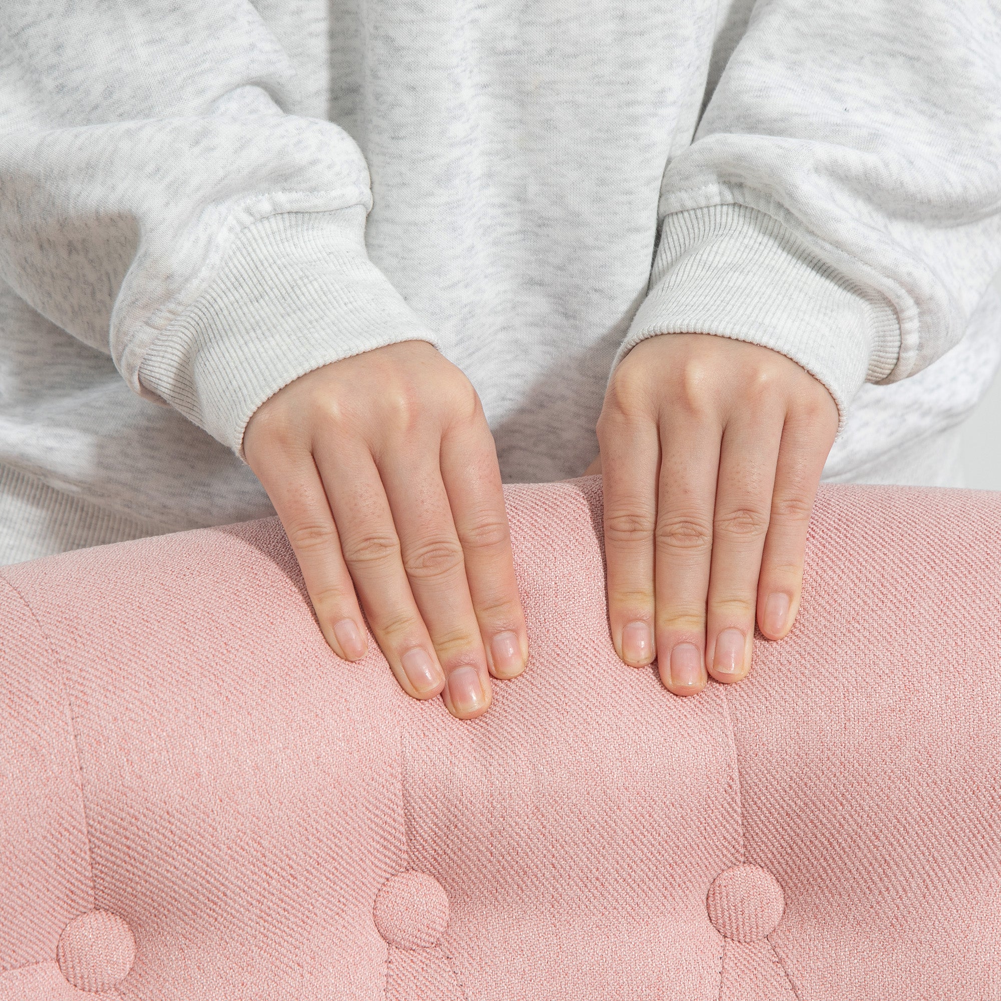 Fabric Single Sofa Dining Chair Tub Chair Upholstered W/ Pillow Solid Wood Leg Home Living Room Furniture Pink