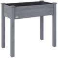 Raised Bed for Garden, Wooden Elevated Planter Box with Bed Liner, for Flower Vegetable Herb, Dark Grey