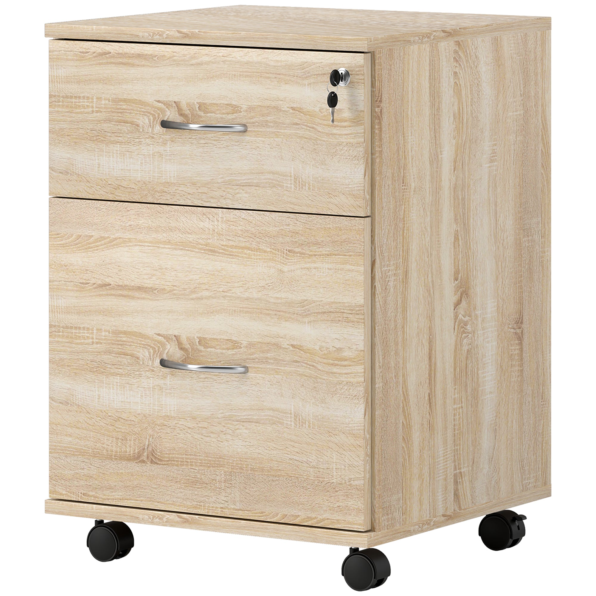 Two Drawer Lockable Filing Cabinet - Wood-Effect