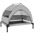 Portable Elevated Dog Bed with Removable Canopy, Cooling Raised Pet Cot for Small Medium Dogs, 76 x 61 x 70 cm