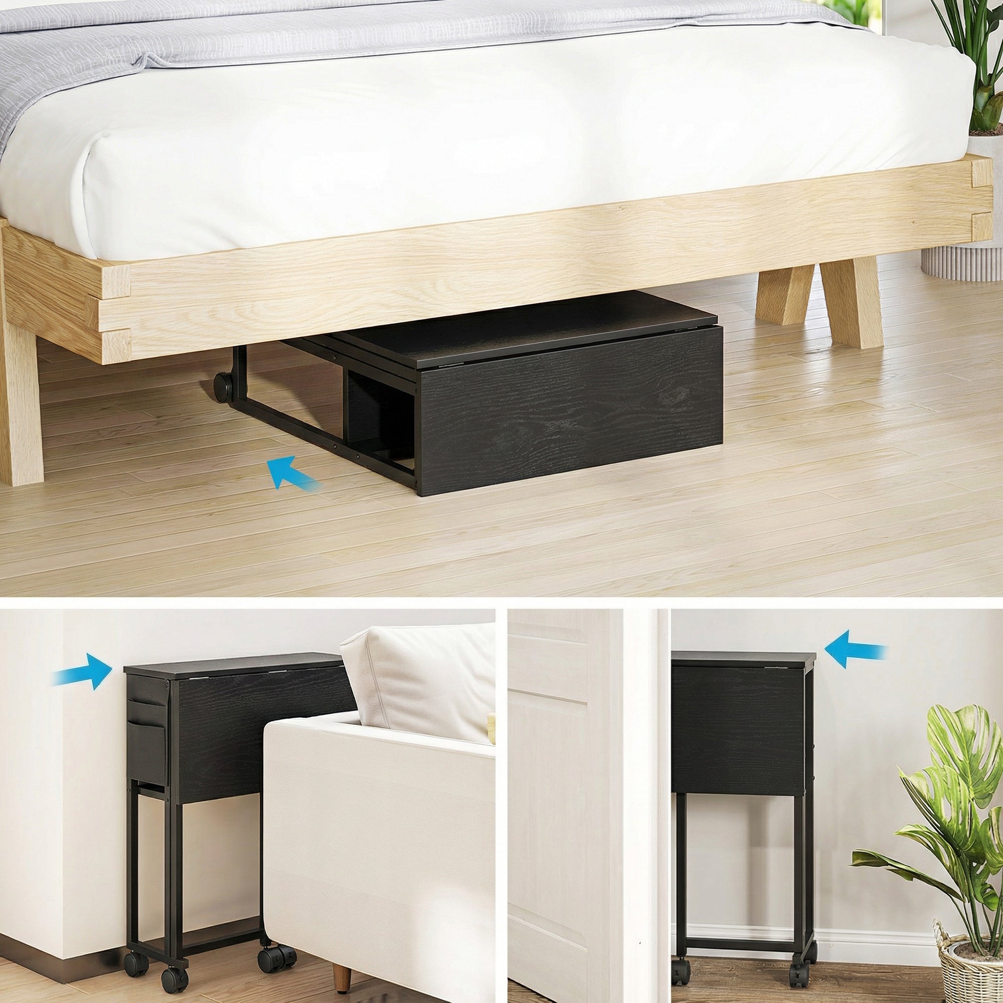 63 cm Drop Leaf Writing Work Desk - Black
