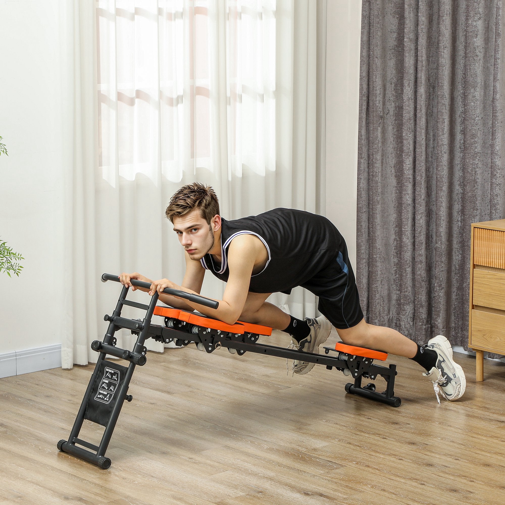 Flat or Incline Home Gym Equipment, Reformer Pilates Machine, Abs Machine, Power, with Adjustable Push Up Bar