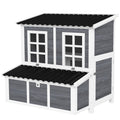 Wooden Chicken Coop for 4-6 Chickens with Nesting Box, Slide-Out Tray & Perches - Light Grey