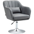 Swivel Microfibre Accent Chair with Adjustable Height, Lumbar Support & Armrests for Living Room, Bedroom, Office - Dark Grey