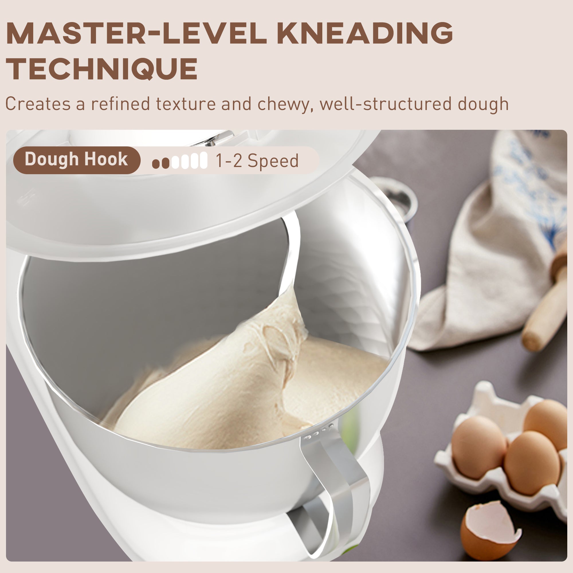 1300W Kitchen Stand Mixer, with Accessories - White