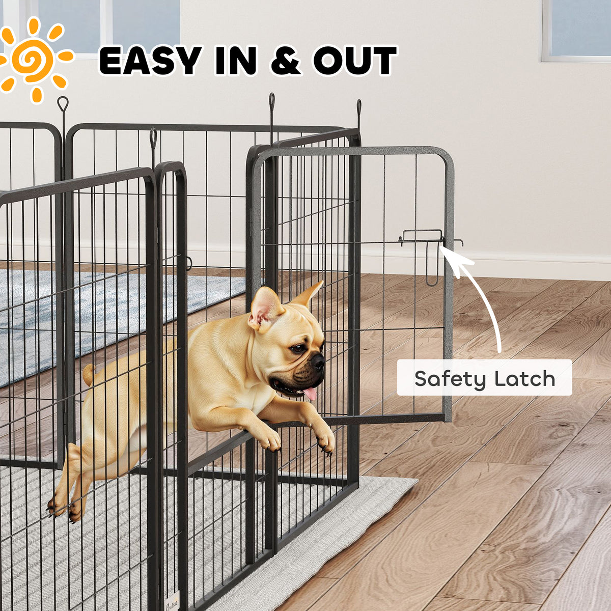 Heavy Duty 12-Panel Dog Playpen with Doors for Medium Dogs, 80cm High - Black