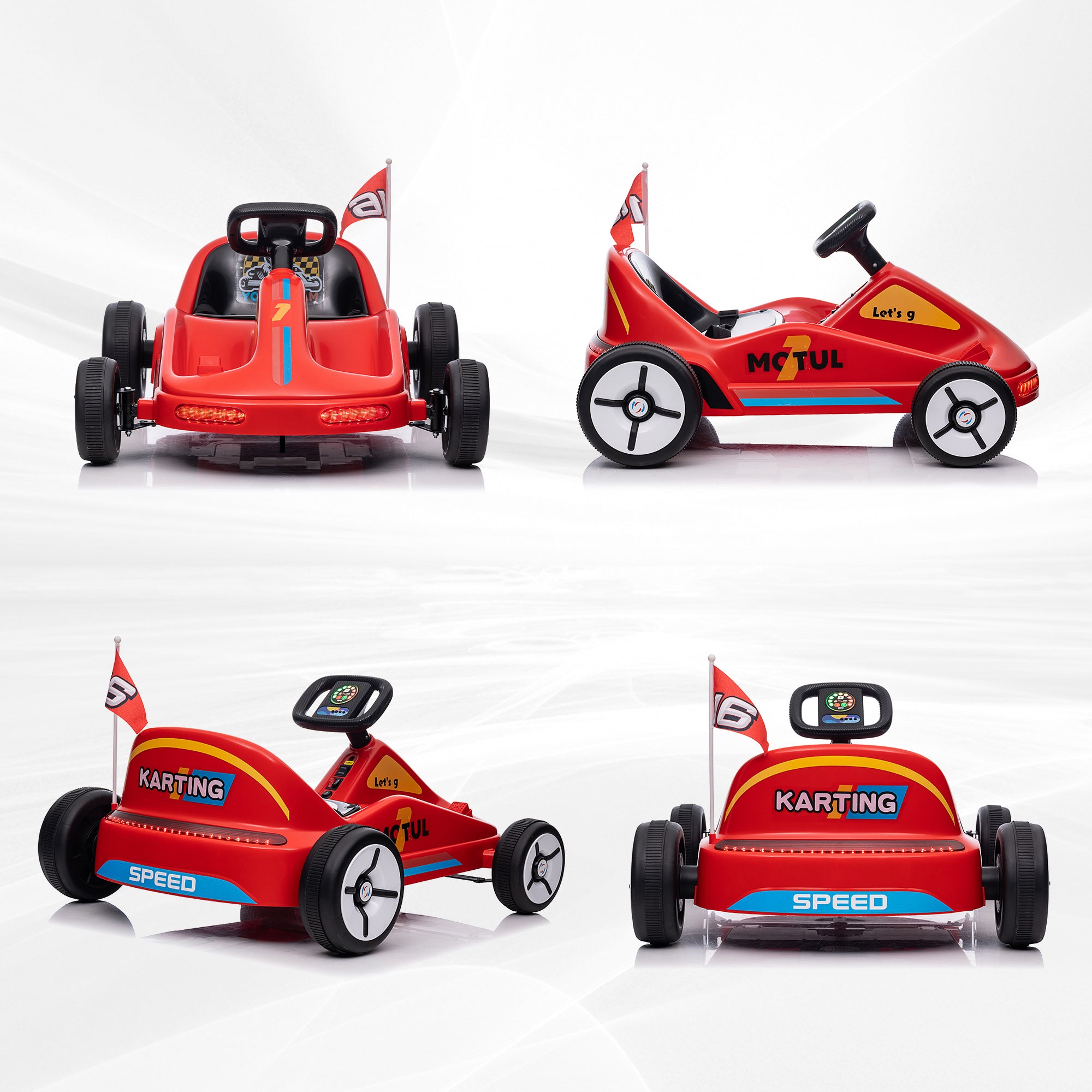 6V Electric Go Kart for Kids with Music, Light, Horn, for 3-5 Years, Red