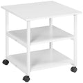Three-Tier Steel Printer Stand with Wheels - White